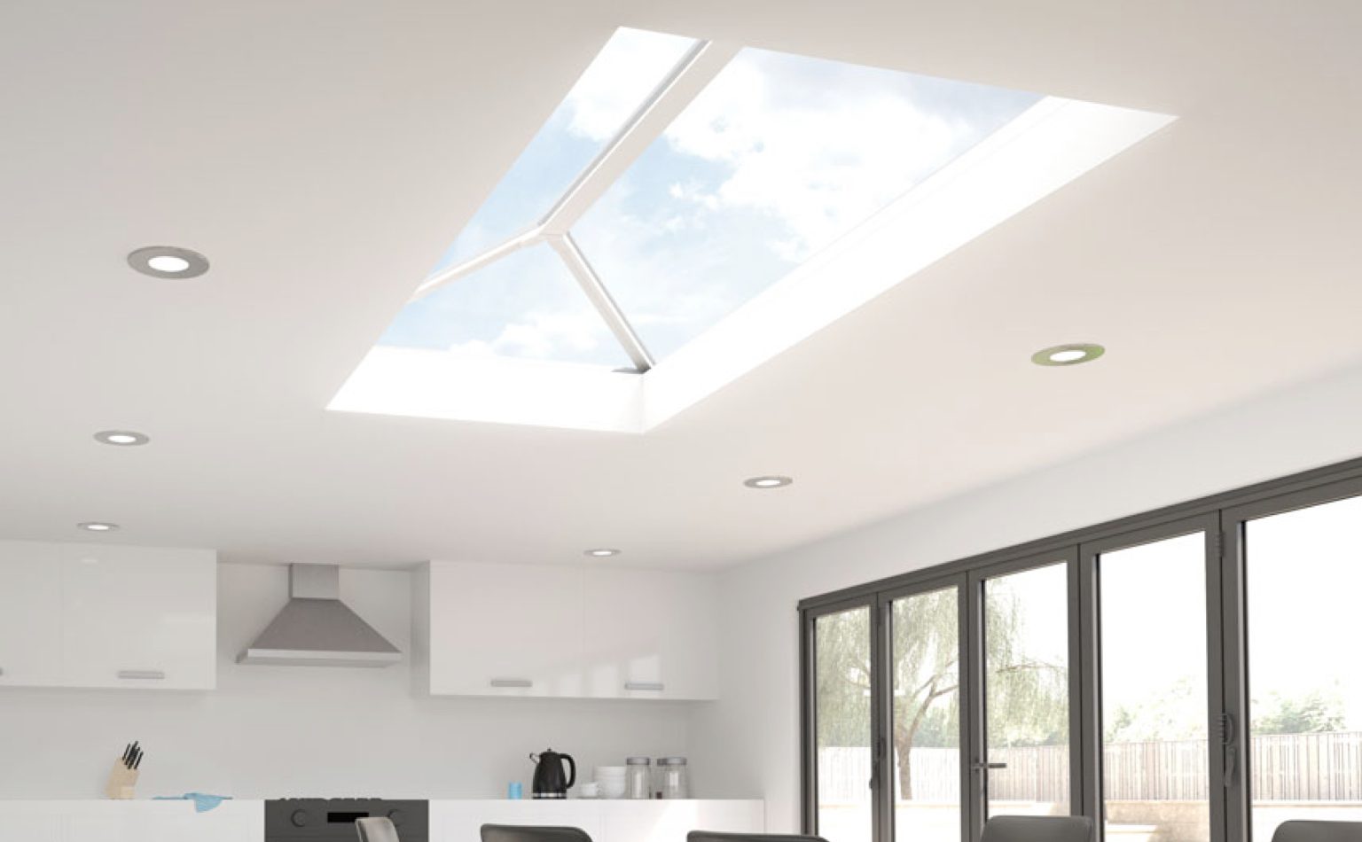stratus roof lantern in extended kitchen
